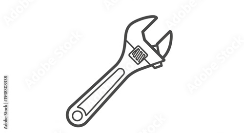 Adjustable wrench with open jaws on white background for repair and diy projects