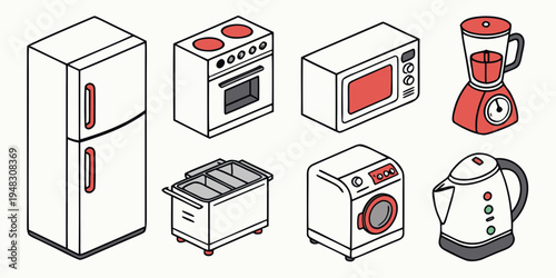 a collection of kitchen appliances Vector