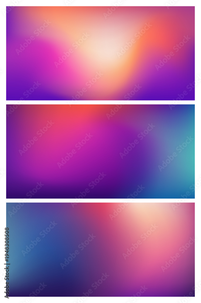 Fototapeta premium Vector abstract blurred vibrant purple, blue and orange background gradient