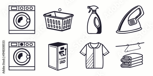 icons of laundry appliances and accessories Vector