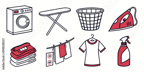 a collection of laundry and ironing icons Vector