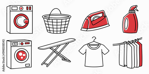 icons of laundry and ironing tools Vector