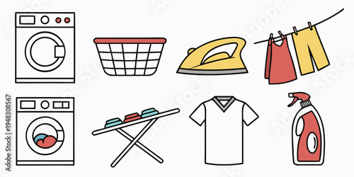 laundry and cleaning icons Vector