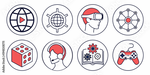 a collection of icons for various media and gaming concepts Vector