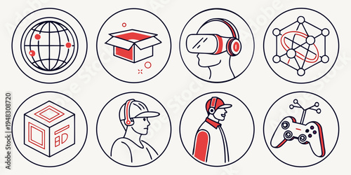 a collection of icons related to technology and innovation Vector