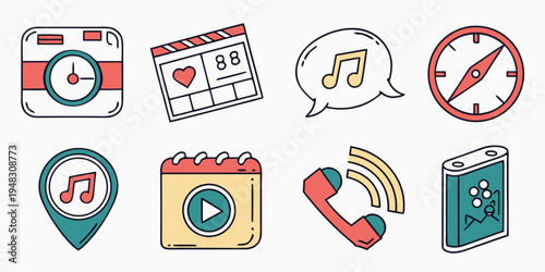 a collection of various mobile app icons Vector