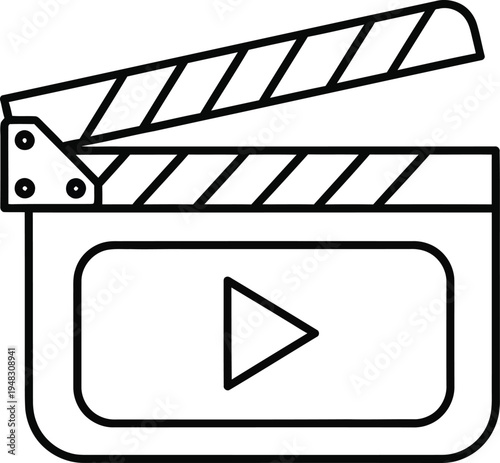 Film clapper icon with play button
