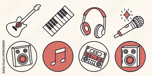 a collection of music icons and instruments Vector