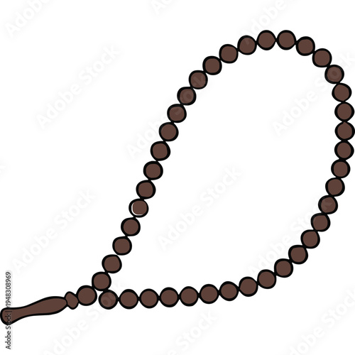 A serene illustration of a brown rosary beads on a white background