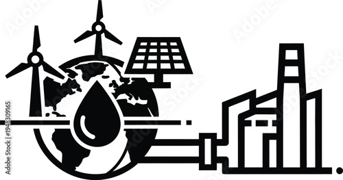 Eco friendly cityscape with renewable energy sources