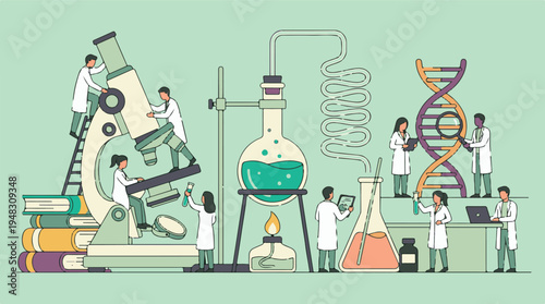 Scientific Research and Development: Scientists Working with Lab Equipment