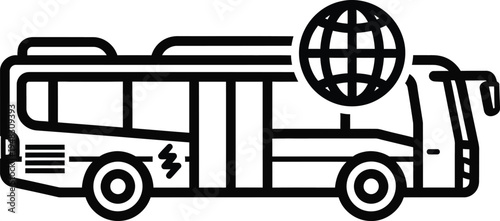 eco friendly tour bus with globe