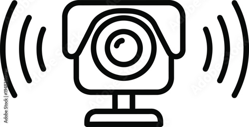 A simple line drawing of a computer webcam with signal waves