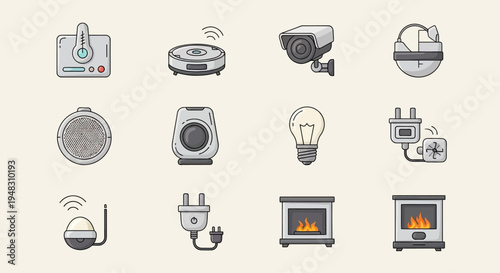 Collection of flat design icons for smart home devices
