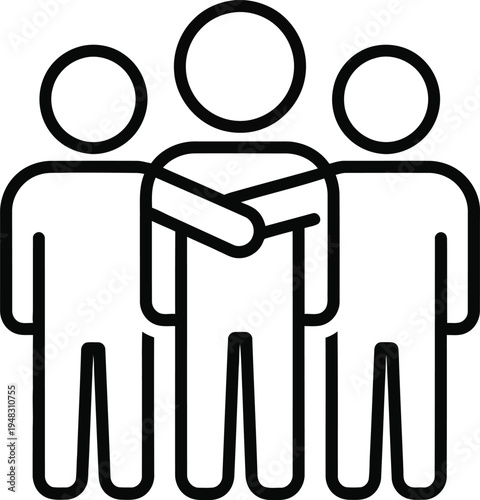 Three people standing together in unity and partnership