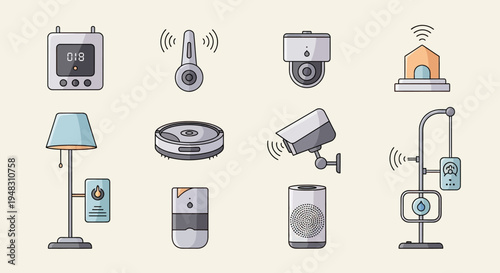 An array of smart home devices cameras, speakers, robot vacuum, and more