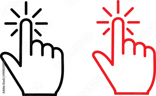 Cursor pointer icons with click effect
