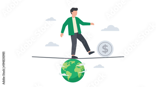 Balancing global economy and environmental sustainability on a tightrope