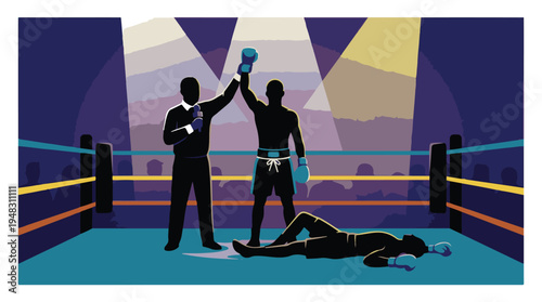 Boxer declared winner by referee, opponent knocked out in boxing ring