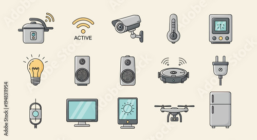 Collection of smart home devices and technology icons (2)
