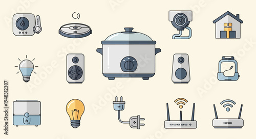 Collection of smart home appliance icons (2)