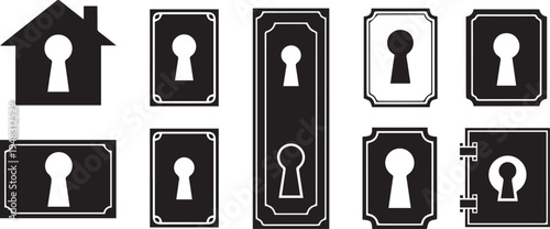 Set of 10 keyhole icons vector