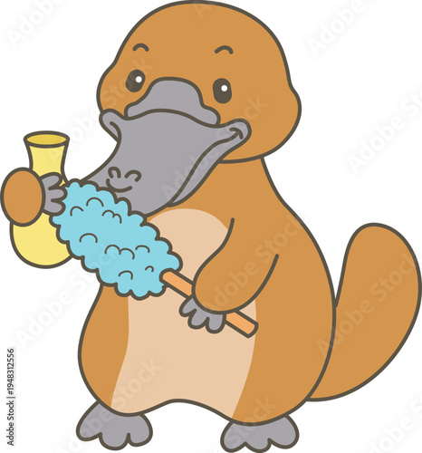 Cute set of platypus sticker with activity. Platypus 
