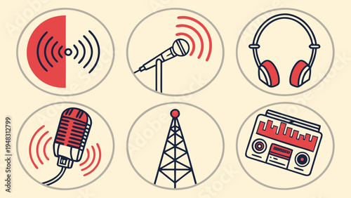 radio communication icons Vector