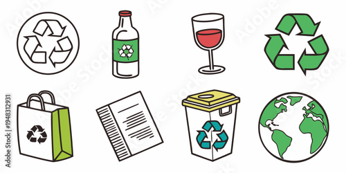 eco friendly icons for recycling and sustainability Vector