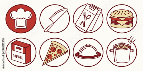 Various fast food icons on a transparent background Vector