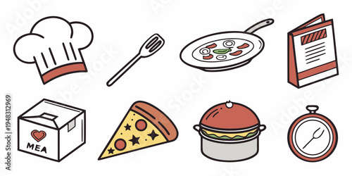 a set of food and restaurant related icons Vector