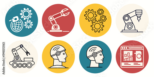 icons representing various industrial and technological concepts Vector