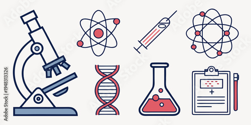 science icons including microscope and atom Vector
