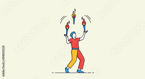 American circus performer juggles on a sunny day outdoors freely.