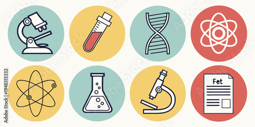 science icons including microscope and test tube Vector