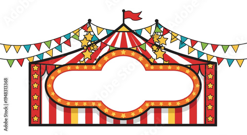 Vibrant American Circus Tent on a Sunny Day