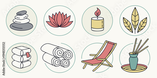 a collection of spa and wellness icons Vector