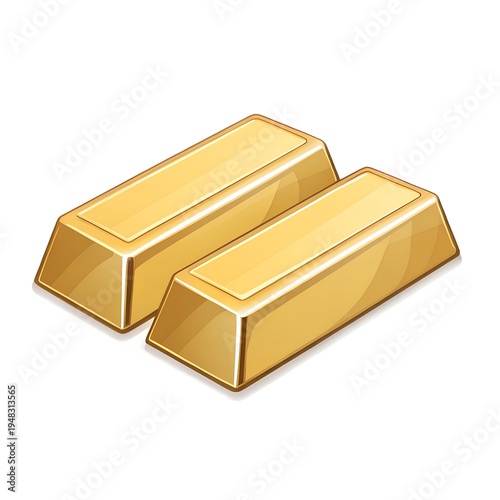 Gold Bars Stack Illustration, Shiny Bullion Ingots Financial Wealth Concept.