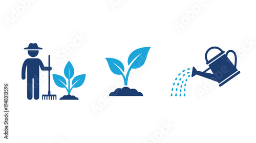 Gardener Watering Plants With Tools For Growth And Agriculture Concepts