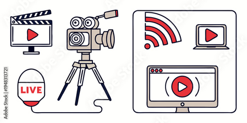 streaming live video online with a camera Vector