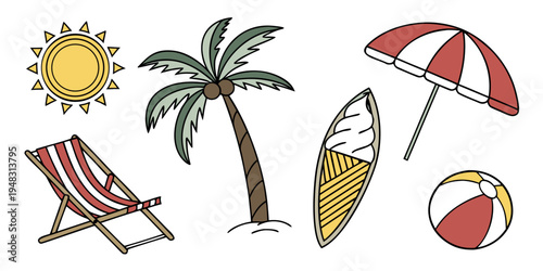 a collection of summer vacation icons Vector