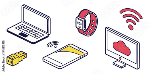 devices connected to cloud storage Vector