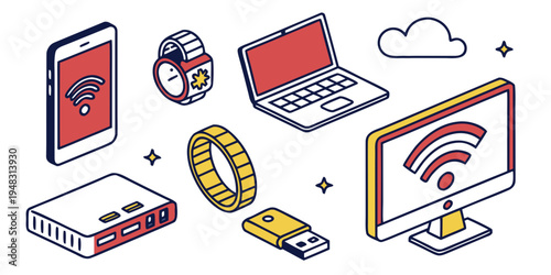 a collection of devices connected to the internet Vector