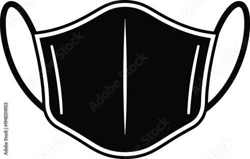 Black face mask icon for protection and safety