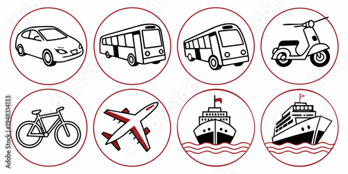 a set of icons for different types of vehicles Vector