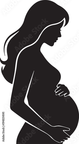 Pregnant woman silhouette vector, pregnancy icon