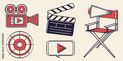 film and video production icons Vector