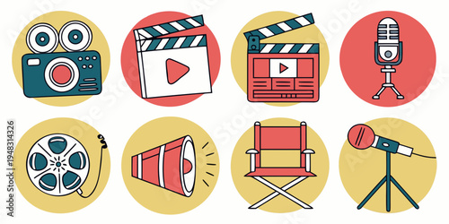 a collection of film and photography icons Vector