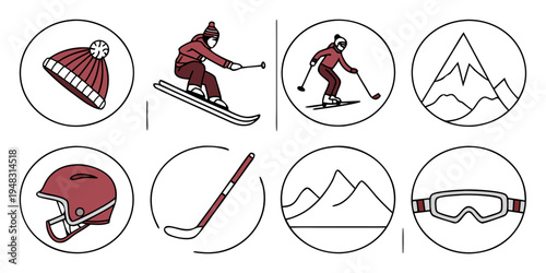 a collection of winter sports icons Vector