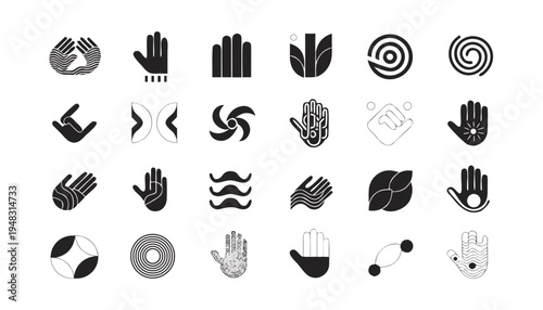 a collection of 25 black and white hand icons and symbols Vector